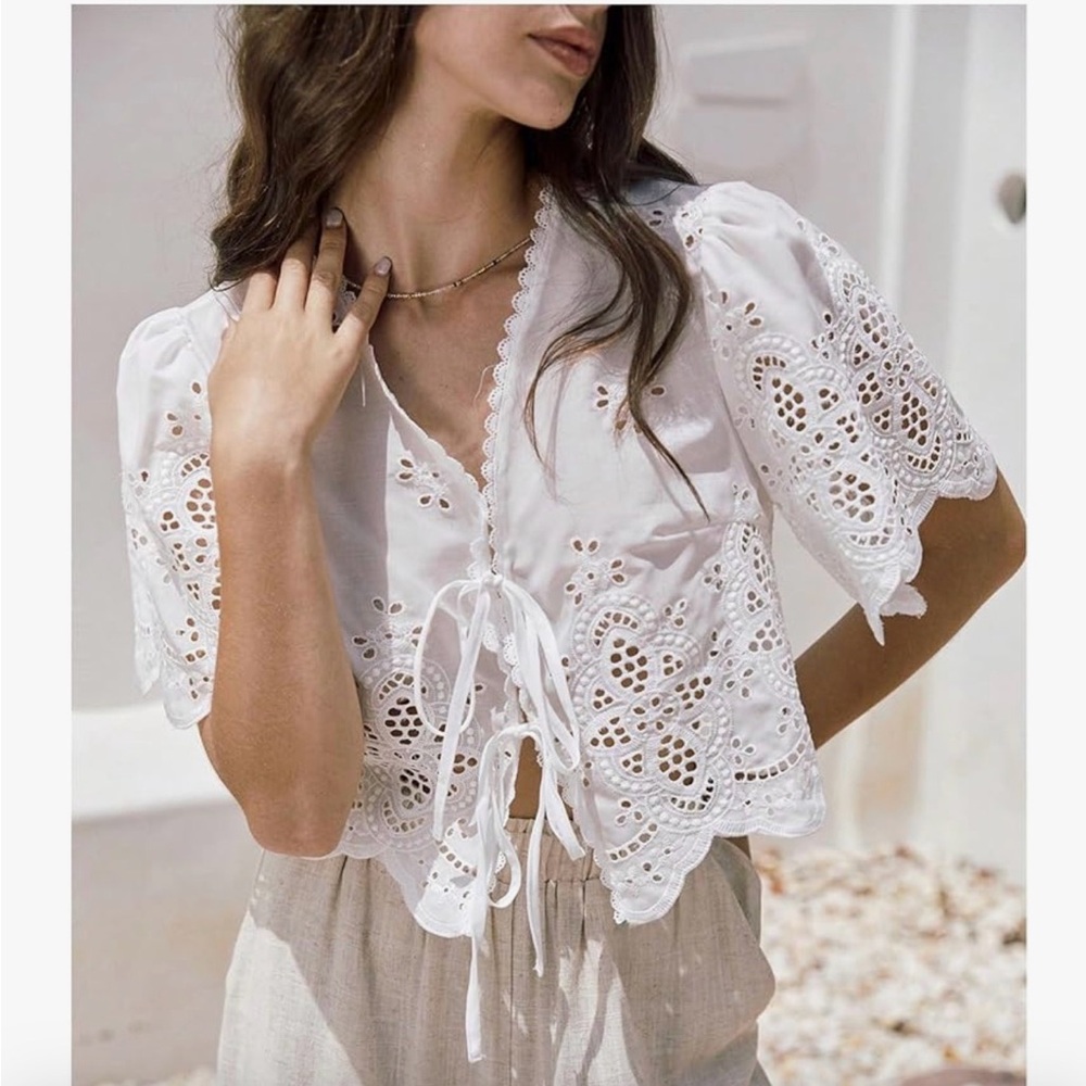 White Eyelet Lace Top